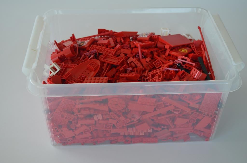 Lego: 3,5 kg. rode blokken en toebehoren., Kinderen en Baby's, Gebruikt, Lego, Overige typen, Ophalen of Verzenden