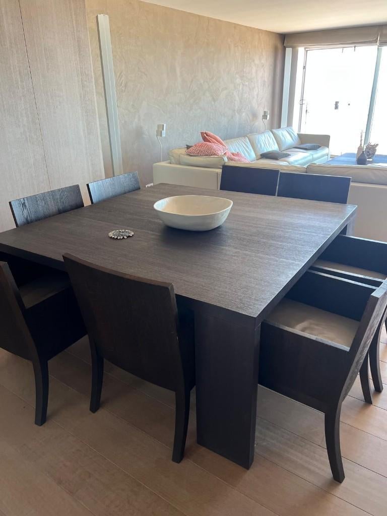 Obumex eettafel + 8 stoelen, Comme neuf, Brun, Enlèvement, Cinq, Six Chaises ou plus