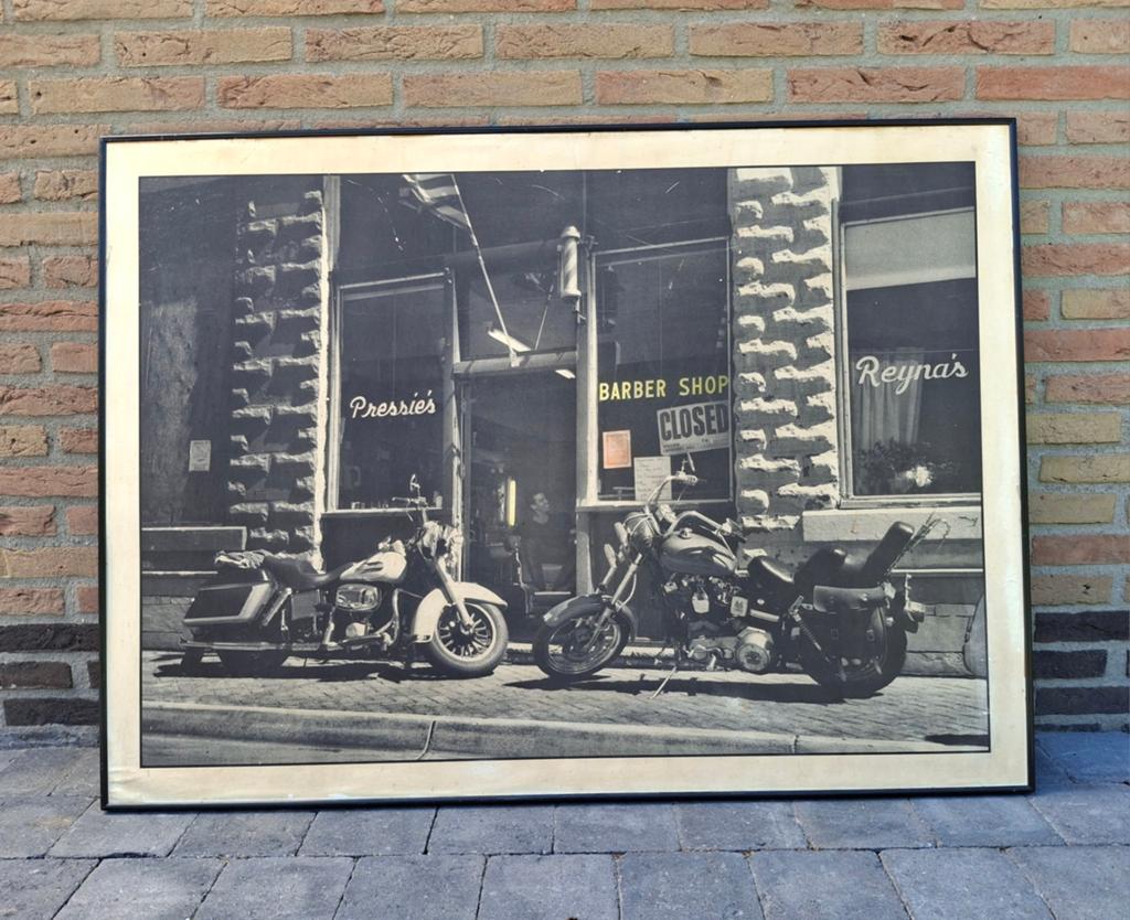 Vintage foto met metalen kader, Antiek en Kunst, Ophalen