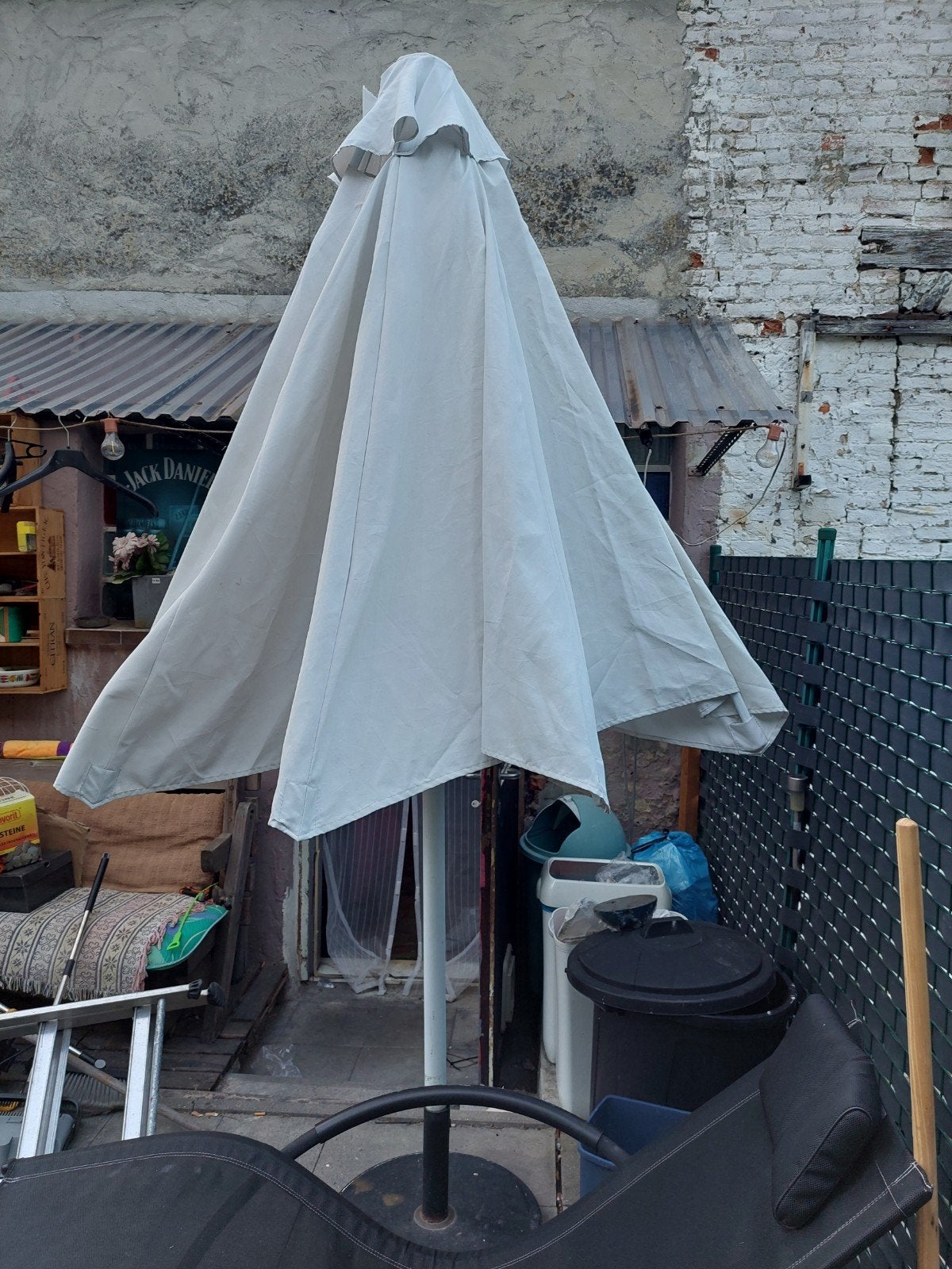 grote witte parasol zonder voet, Tuin en Terras, Ophalen