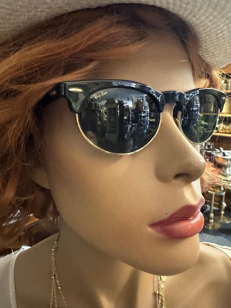 Vintage B&L Ray-ban Clubmaster Oval W1266 zonnebril Club01, Zonnebril, Zwart, Ophalen of Verzenden, Zo goed als nieuw