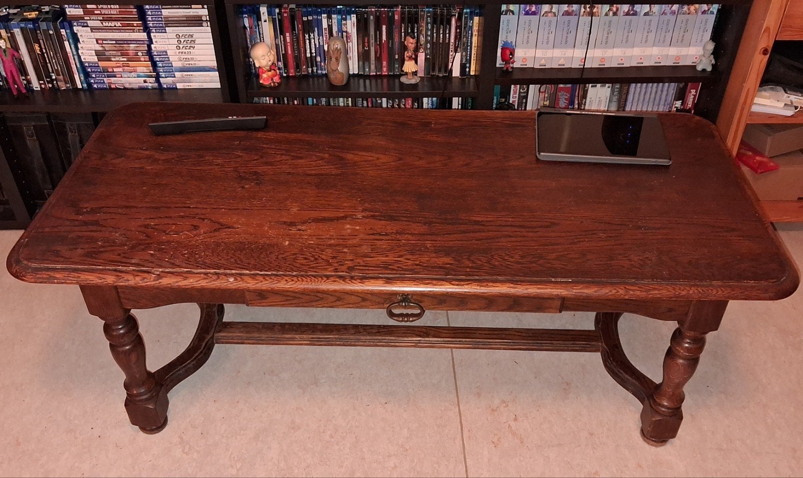 houten salontafel met schuif, Ophalen, Gebruikt, 100 tot 150 cm, 50 tot 100 cm