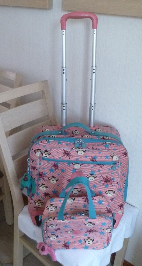 Kipling trolley et sac repas isotherme à dessins + singes, 40 à 50 cm, Enlèvement ou Envoi, Autres couleurs, Utilisé