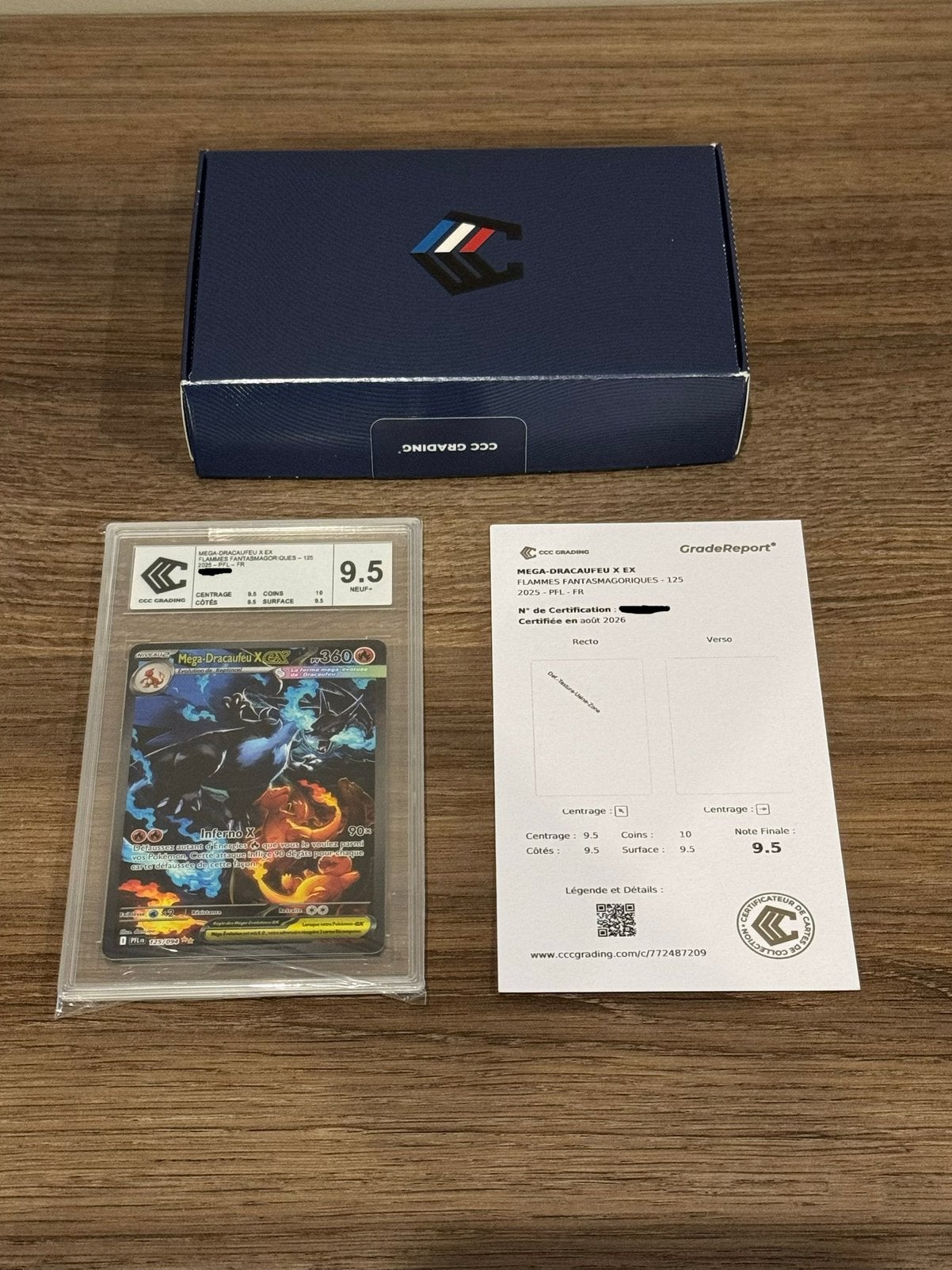 Mega Charizard X Ex FA 125/094 Pokémonkaart - CCC 9.5, Ophalen of Verzenden, Zo goed als nieuw