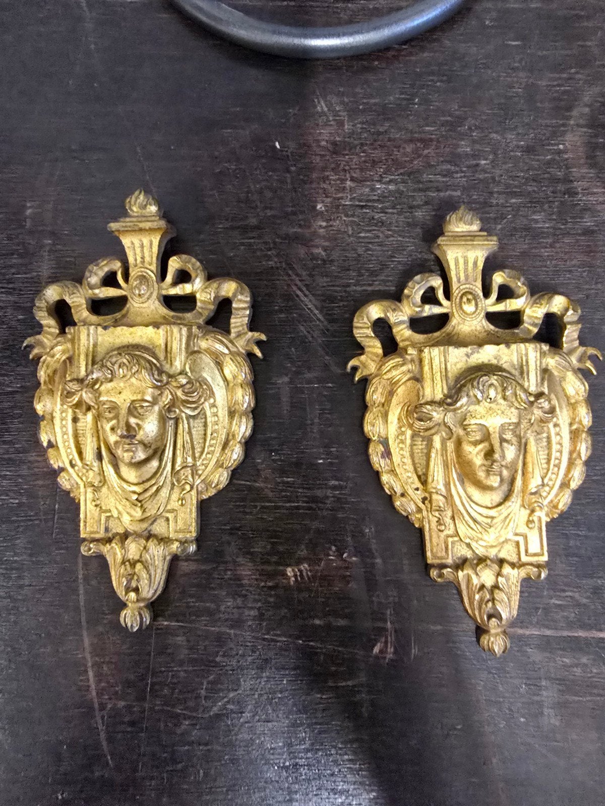 vuurverguld brons meubelbeslag (antiek), Antiek en Kunst, Ophalen of Verzenden, Brons