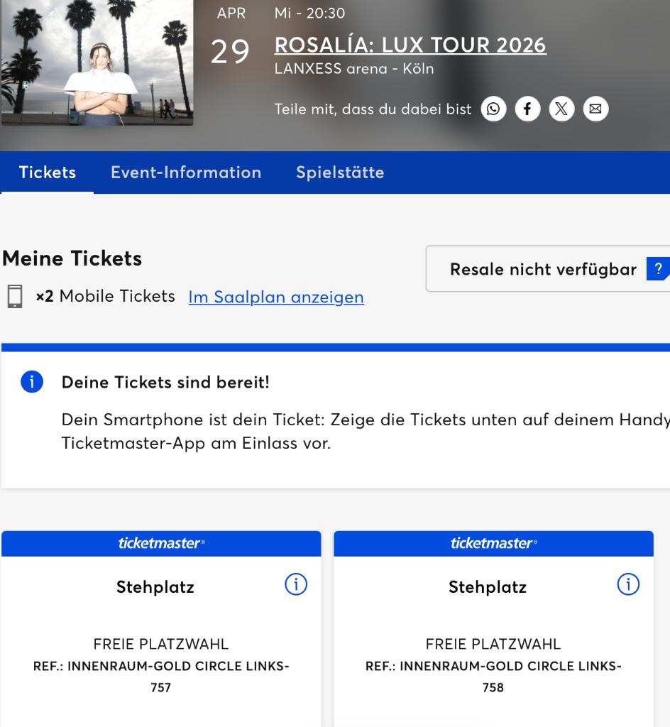 Rosalia Ticket, Tickets en Kaartjes, Eén persoon, April