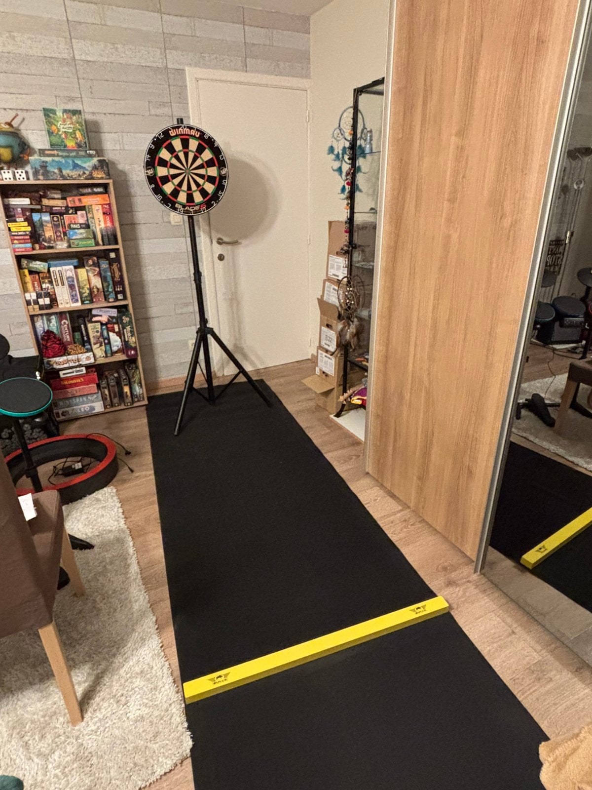 Dartbord met standaard en mat, Sport en Fitness, Darts, Ophalen, Zo goed als nieuw, Dartbord