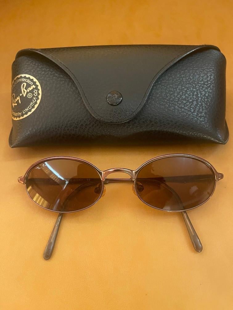 Vintage B&L Ray-ban ovale Uptown bronzen zonnebril R06, Enlèvement ou Envoi, Comme neuf, Brun, Ray-Ban