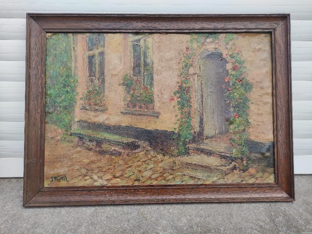 huile sur toile marouffle signe jules postel, Antiek en Kunst, Ophalen of Verzenden