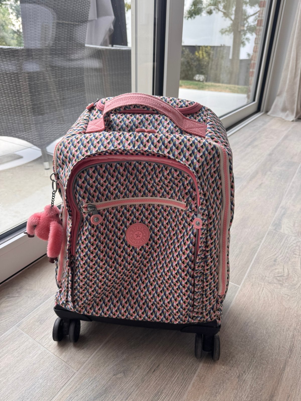 Cartable Kipling - 4 roulettes - tres bon etat, 40 à 50 cm, Rose, Enlèvement, Utilisé