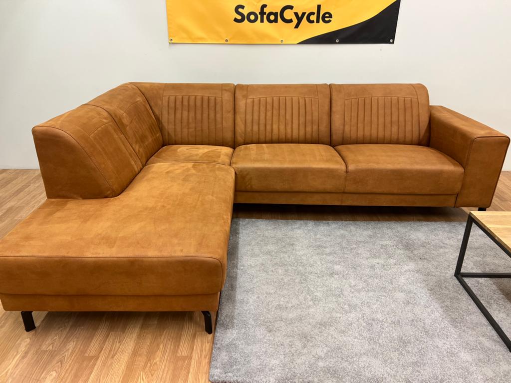 Chaise d'angle élégante en cognac de SofaCycle - TOPSTAAT, Maison & Meubles, Enlèvement ou Envoi, Comme neuf, SofaCycle, Tissus