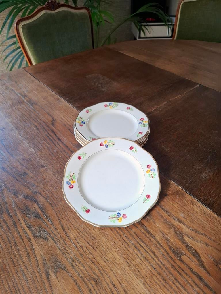 Vintage ontbijtborden Longwy - set van 6, Ophalen of Verzenden