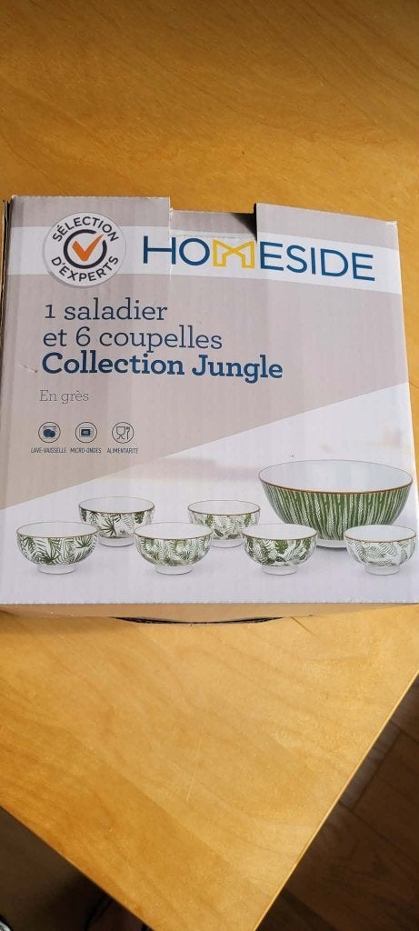 Saladier et 6 coupelles en grès neufs, Maison & Meubles, Cuisine | Vaisselle, Neuf, Récipient(s), Moderne, Autres matériaux, Autres marques