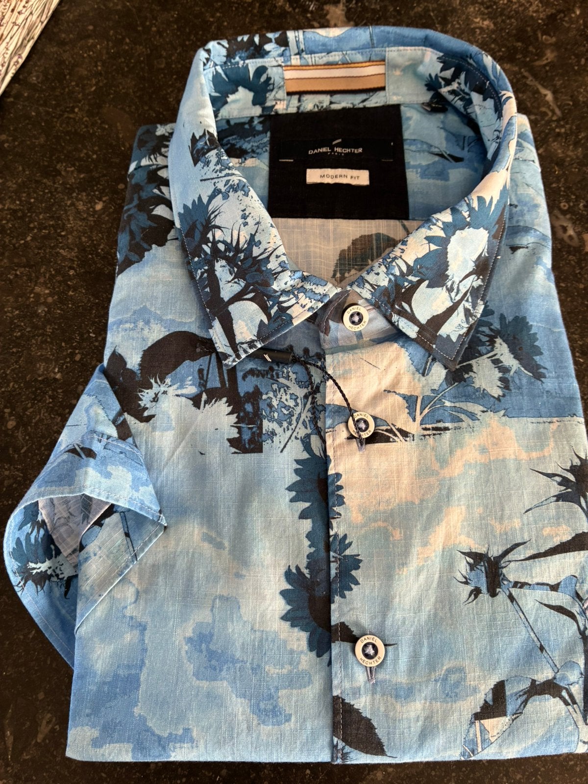 Chemise d’été homme manche courte Daniel Hechter, Kleding | Heren, Ophalen of Verzenden, Nieuw, Blauw