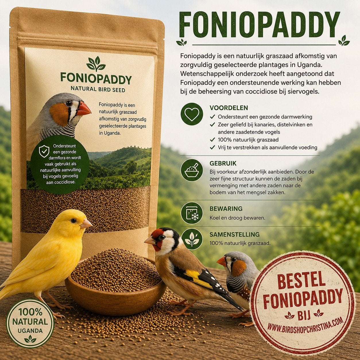 Foniopaddy GoldBird 1 kg (auto-emballé), Animaux & Accessoires, Enlèvement