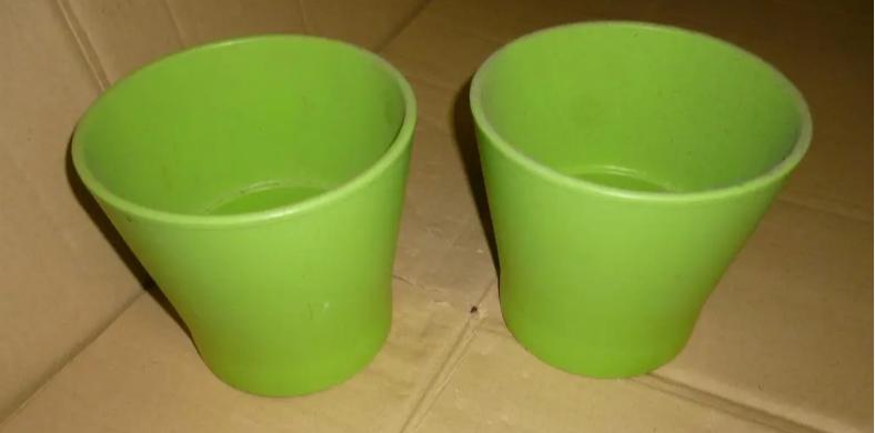 2 felgroene cachepots, Ophalen of Verzenden, Zo goed als nieuw