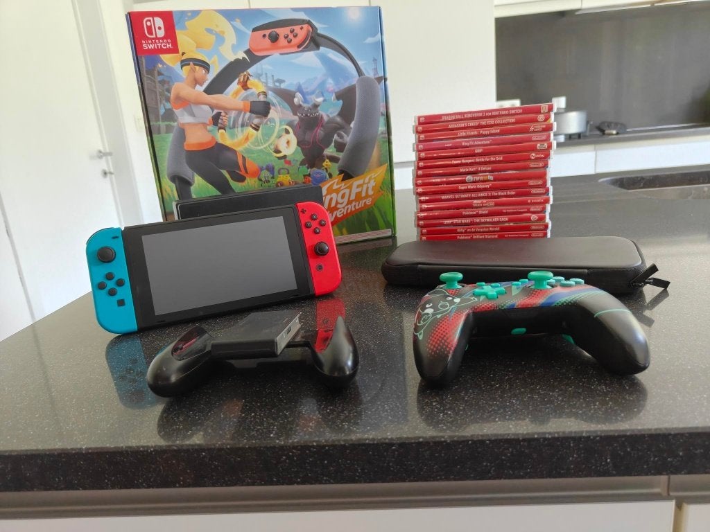 Nintendo Switch set, Games en Spelcomputers, Spelcomputers | Nintendo Switch, Ophalen, Gebruikt, Met harde schijf, Switch Original