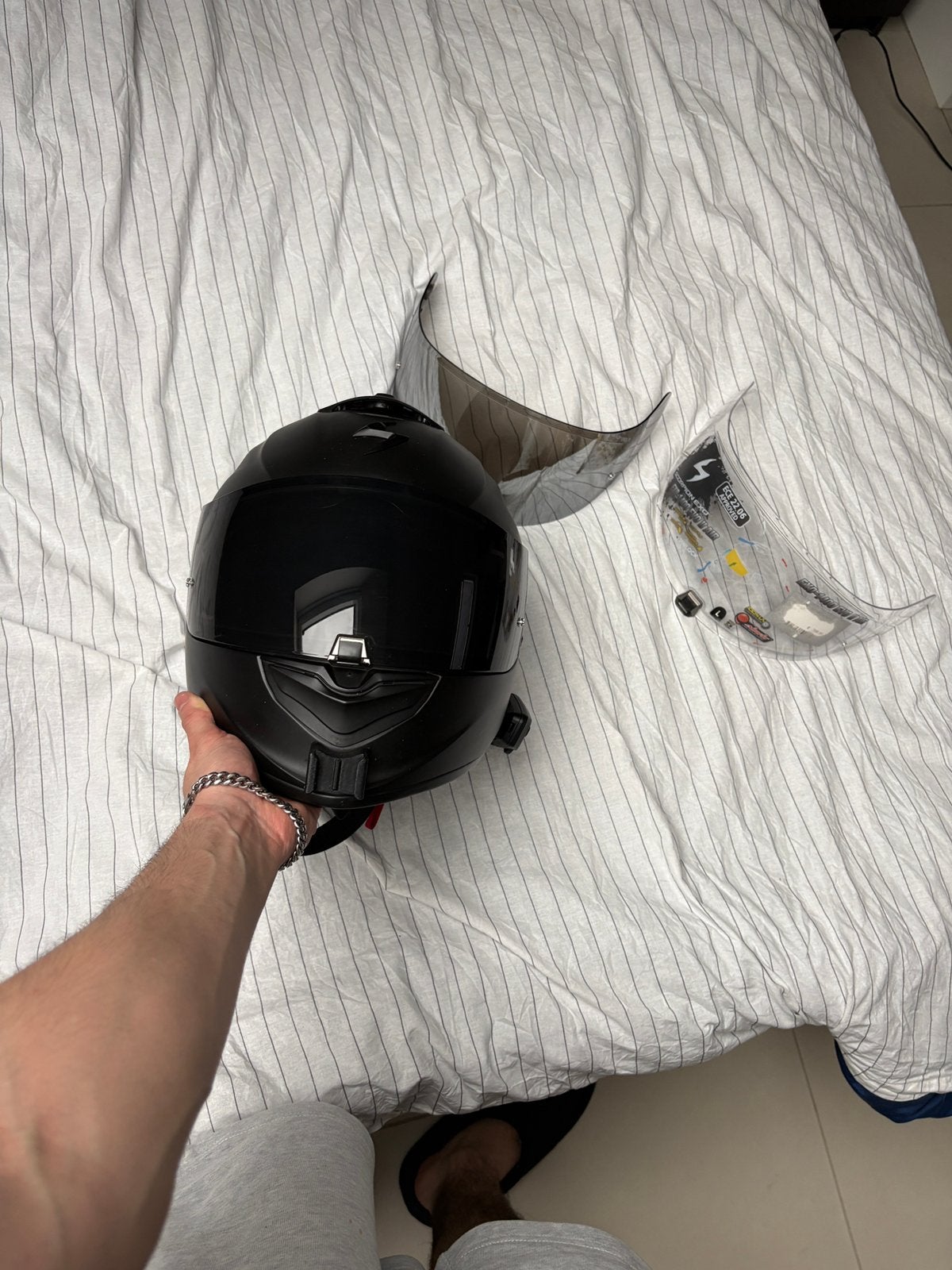 EXO-1400 EVO 2 Air met cardo 4x freecom + 2 visors, Integraalhelm, L, Tweedehands, Ophalen