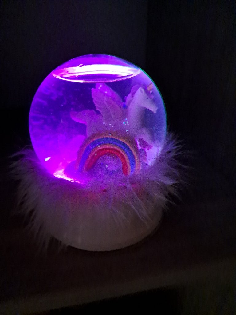 Unicorn glitterbol met verlichting, Ophalen of Verzenden, Zo goed als nieuw