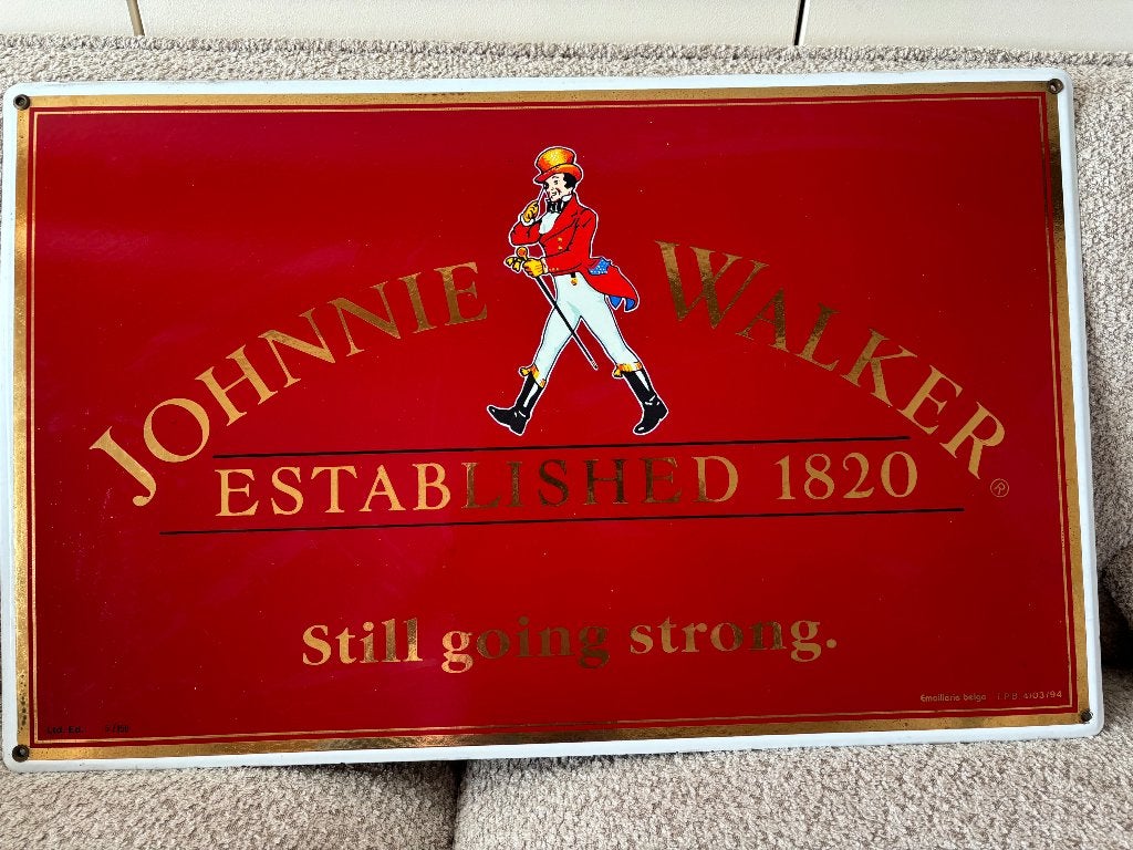 Emaille bord Johnnie walker, Ophalen, Zo goed als nieuw, Reclamebord