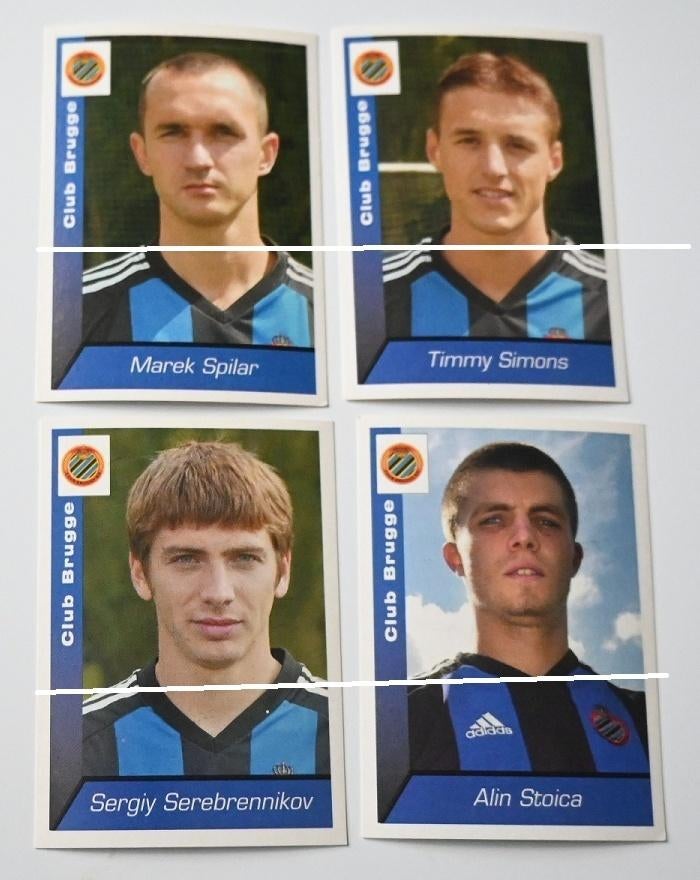 Panini/Football 2003/Club Brugge/4 autocollants, Collections, Envoi, Comme neuf, Affiche, Image ou Autocollant