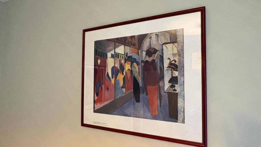 Poster encadré: August Macke "Magasin de modes", Antiquités & Art, Art | Peinture | Classique, Portrait ou Personnes, Sous verre