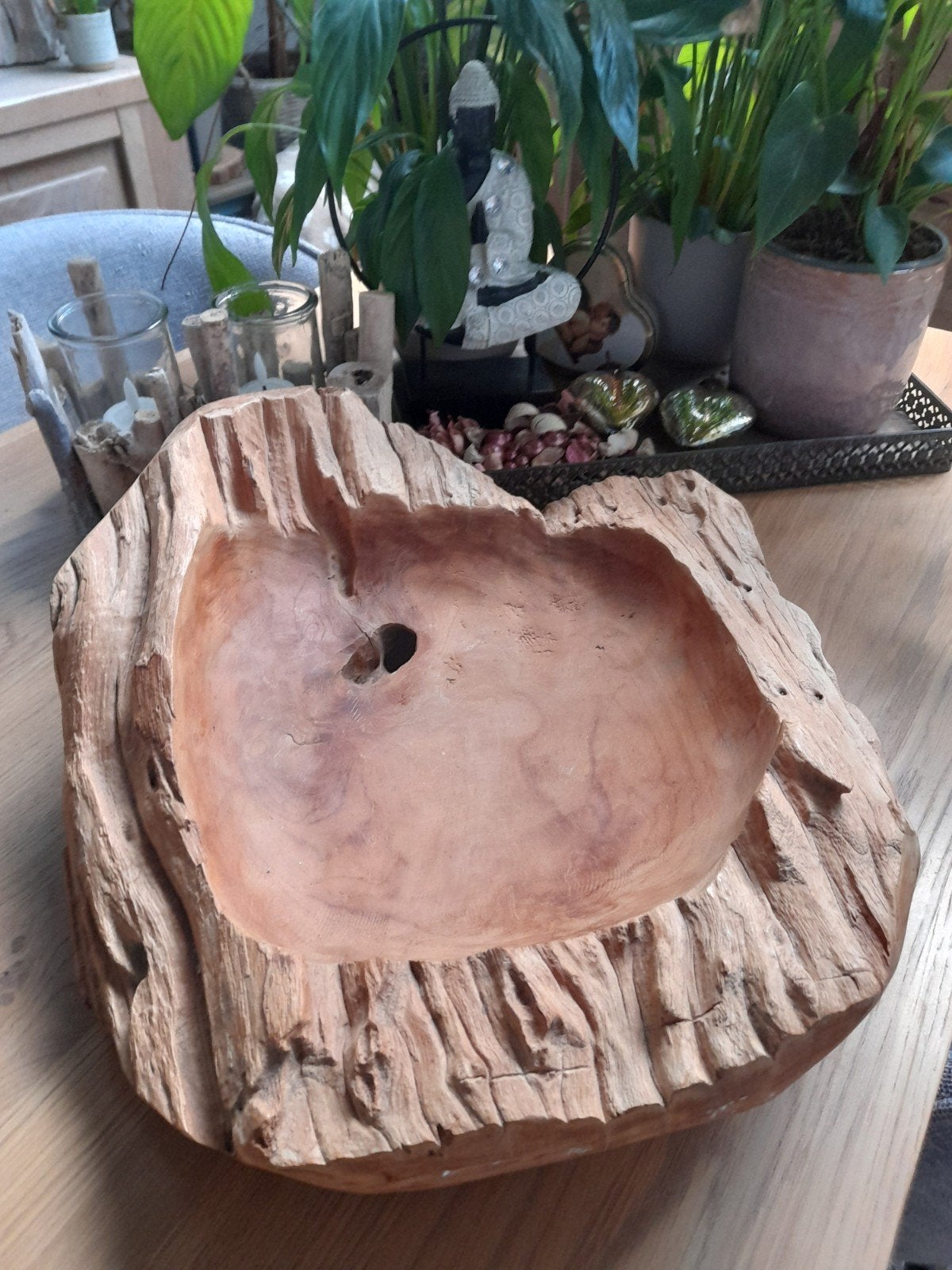 massief houten schaal, Huis en Inrichting, Woonaccessoires | Dienbladen, Ophalen