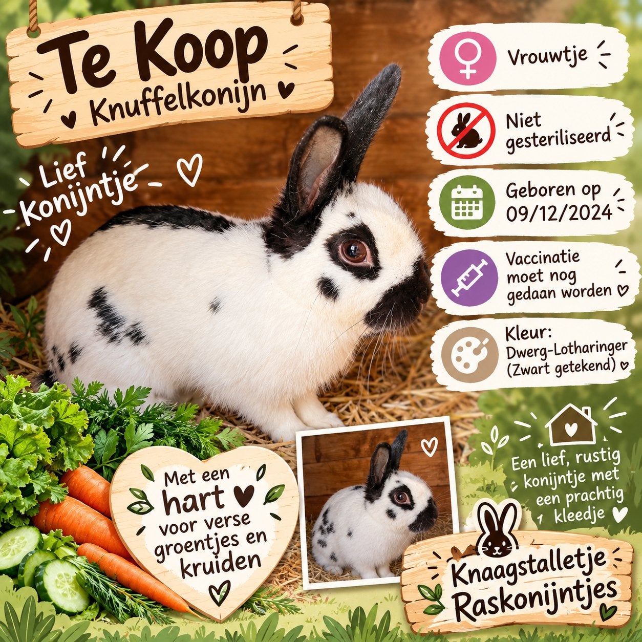 Dwerg-Lotharinger VOEDSTER, Dieren en Toebehoren, Vrouwelijk, Dwerg, 0 tot 2 jaar