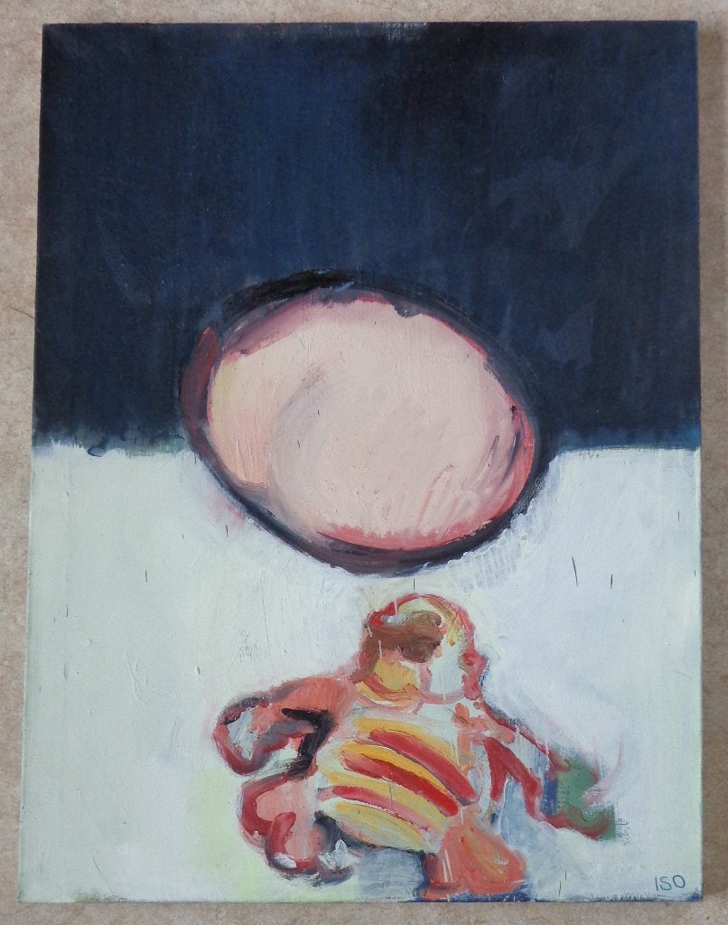 ISO / FIGURATIE / OLIEVERF DOEK / 100x75cm / SIG / CHASSIS, Antiquités & Art, Peinture à l'huile, Autres matériaux, Signé, Enlèvement