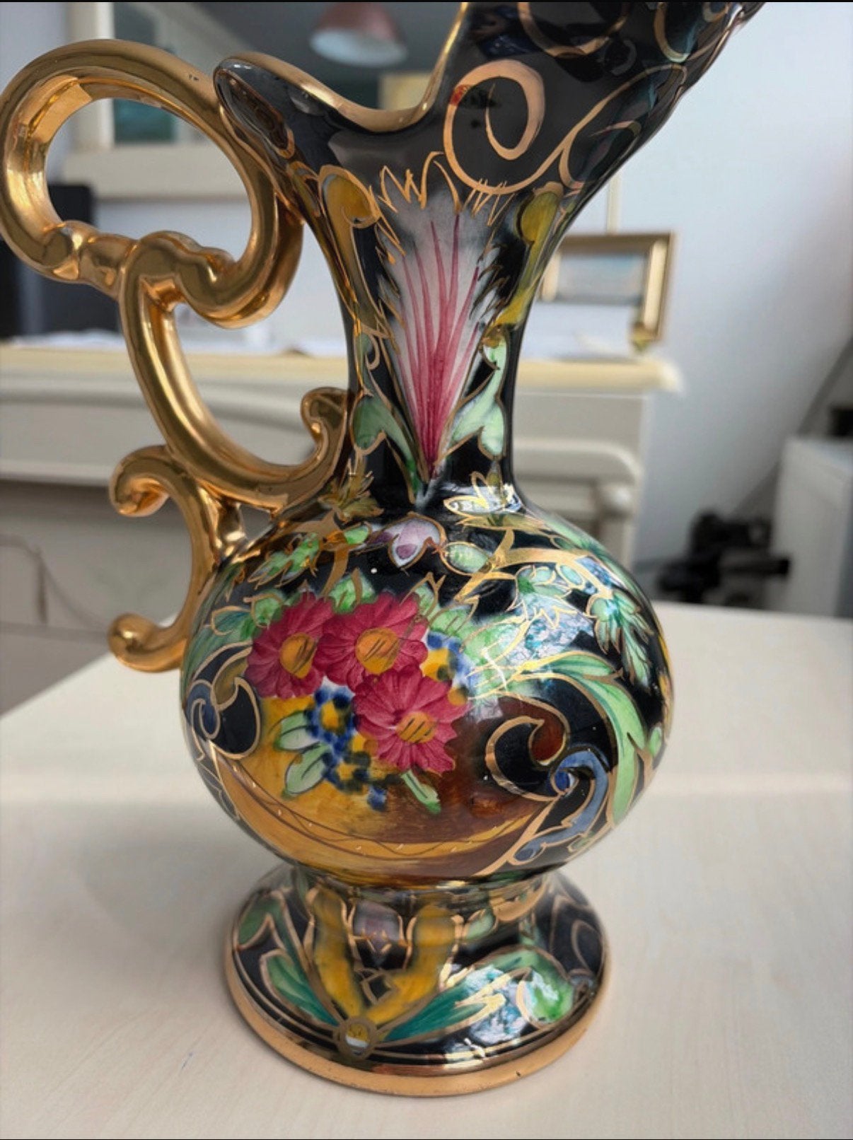 Magnifique vase aiguière vintage H. Bequet - Quaregnon, Enlèvement ou Envoi