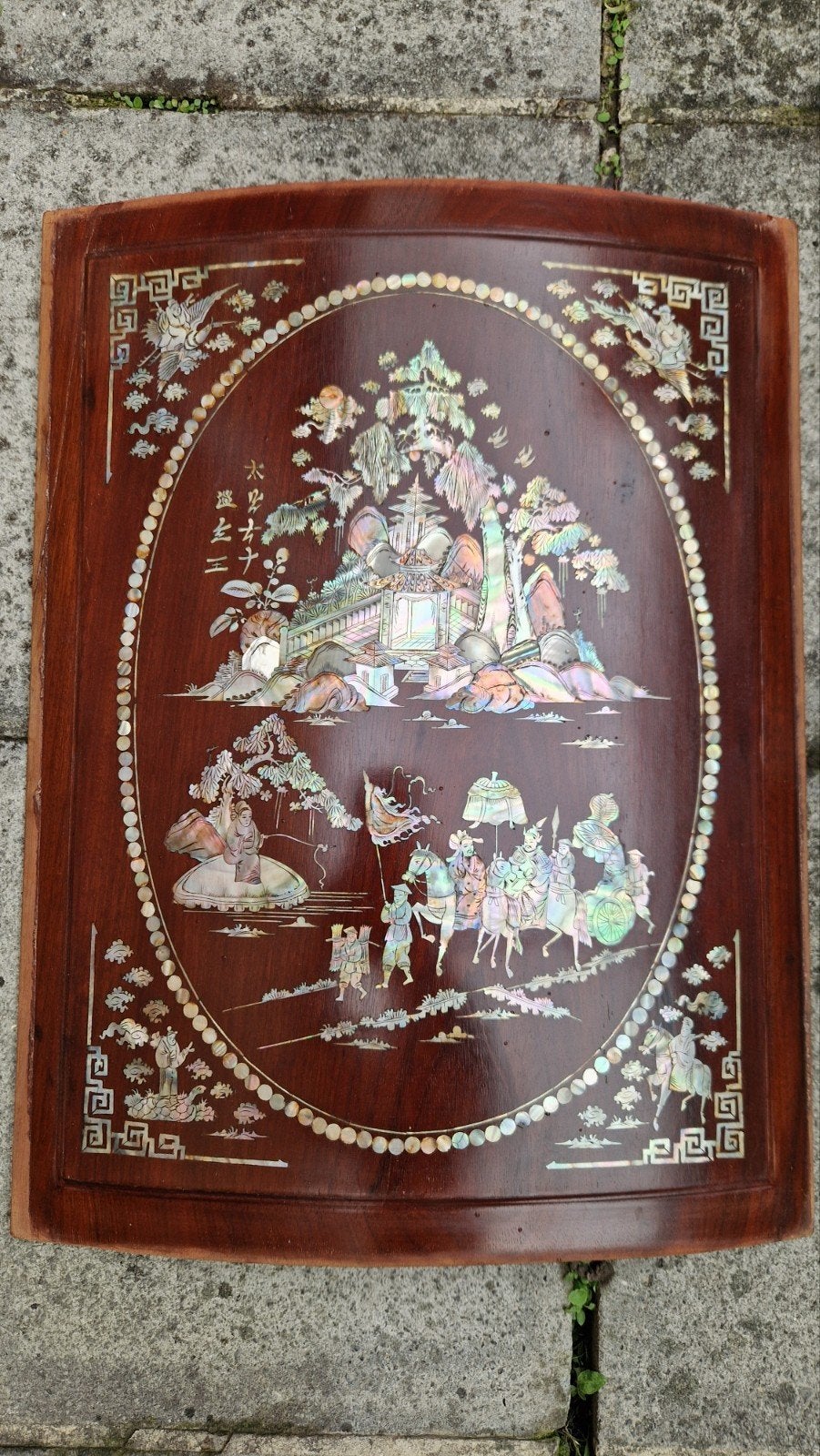 houten deurpaneel in parelmoer, Ophalen