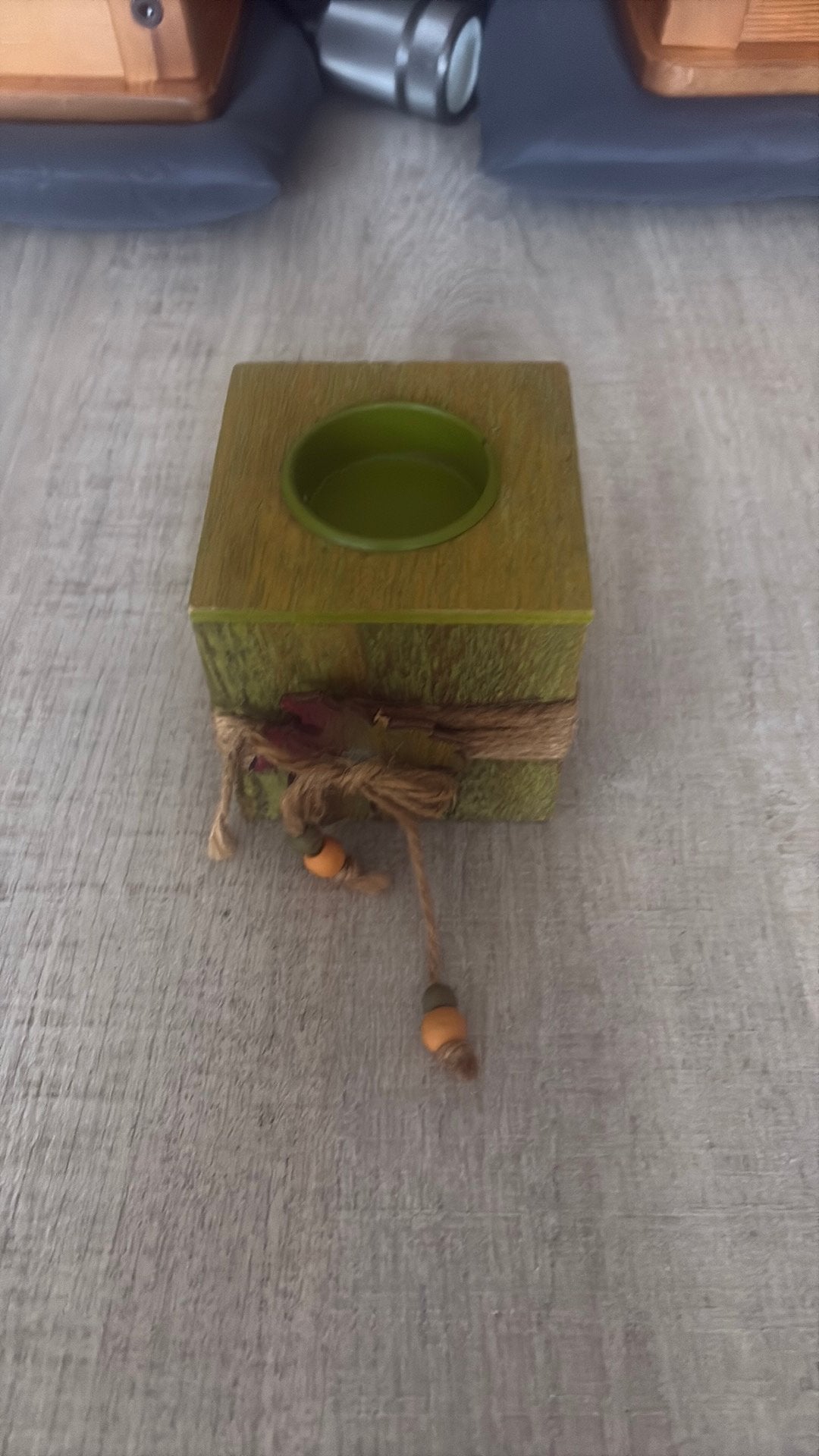 Theelicht houder, Ophalen, Groen, Hout, Gebruikt