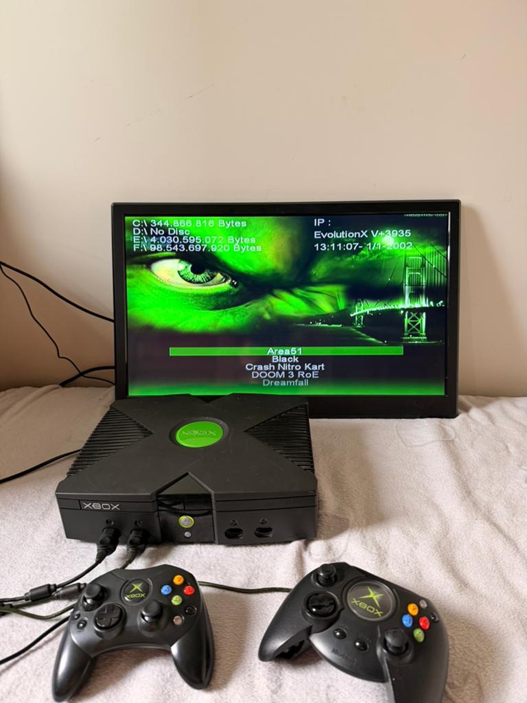 Modded Xbox Classic (CHIP) + 2 Controllers + 15 Games, Games en Spelcomputers, Ophalen, Zo goed als nieuw
