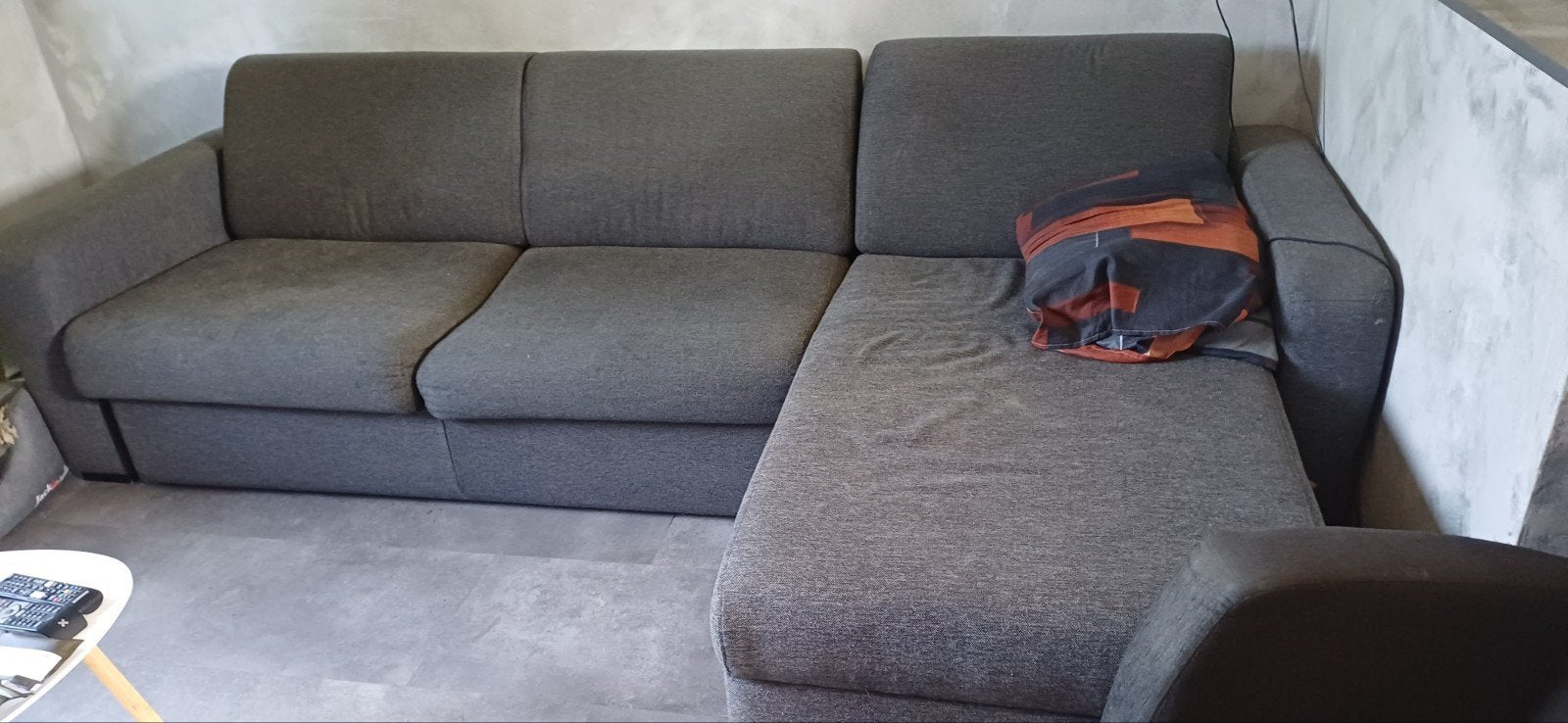 Canapé-lit de 2m90 et fauteuil double inclinable de 1m70, 100 cm, Gris, Enlèvement, Utilisé