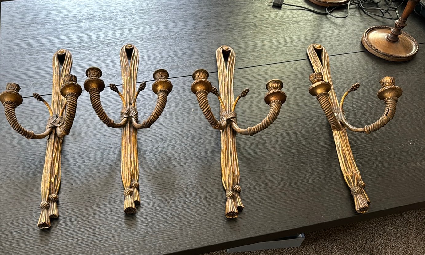 4 grote wandkandelaars – Louis XVI stijl, Antiek en Kunst, Ophalen