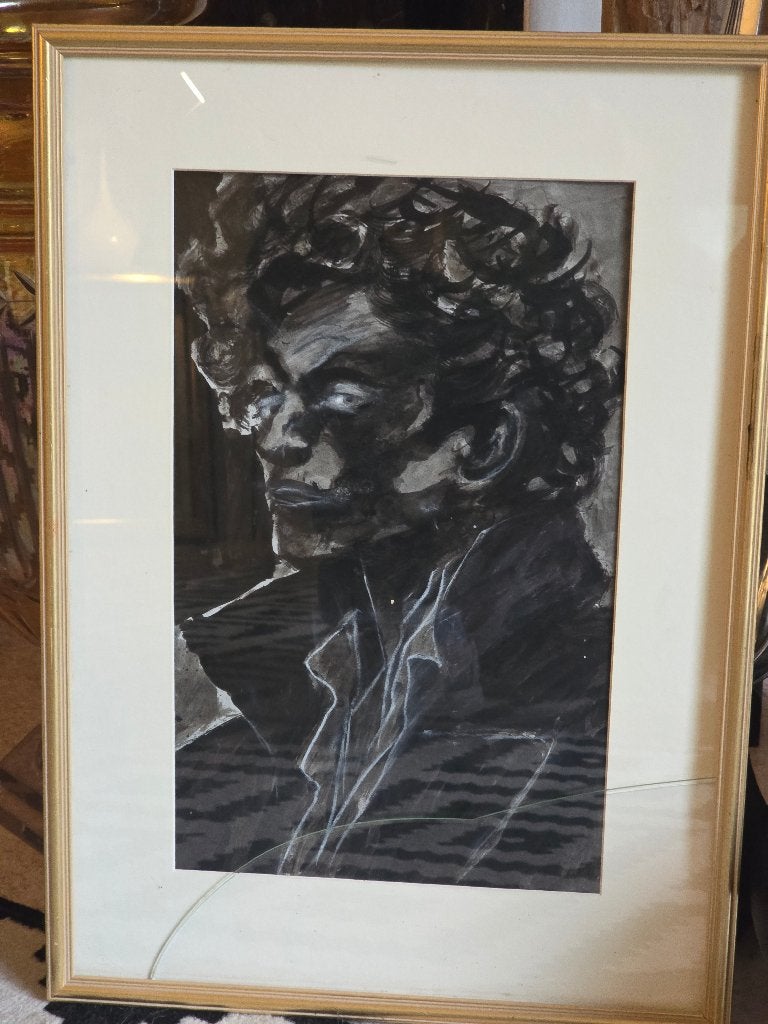 Tekening in zwarte inkt op papier L. Spilliaert #Delvaux#li, Portret of Personen, Realistisch, Bijzondere lijst, Ophalen of Verzenden