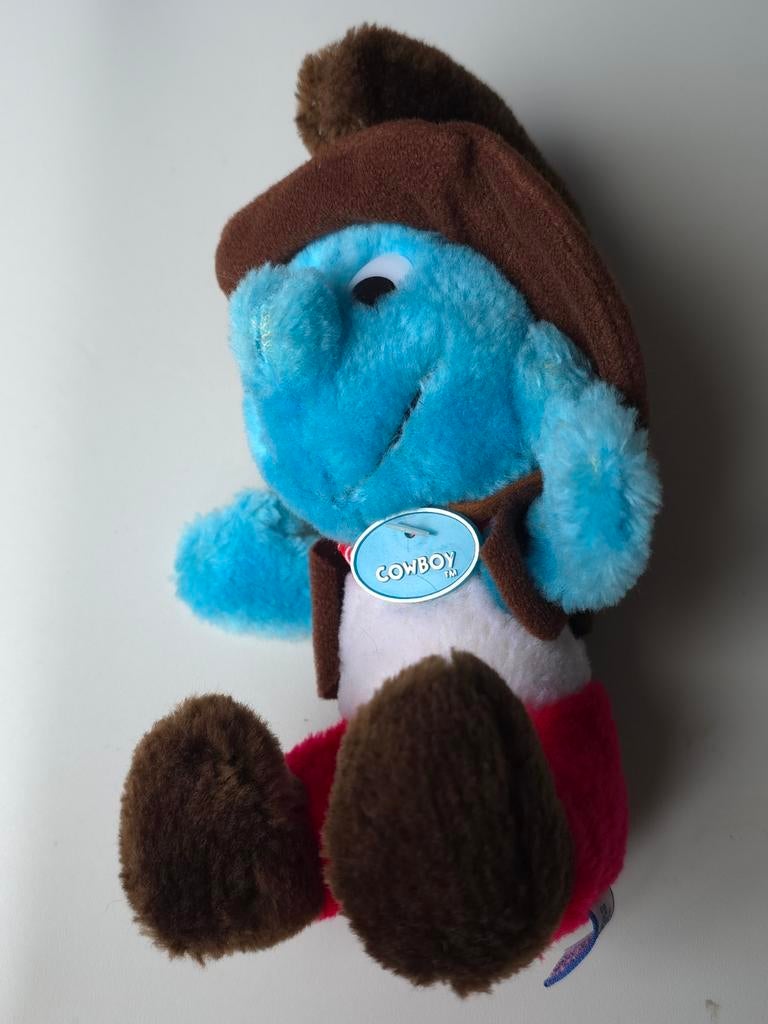 Ancienne peluche vintage Schtroumpf Cow boy, Envoi, Neuf, Autres Schtroumpfs, Poupée, Figurine ou Peluche