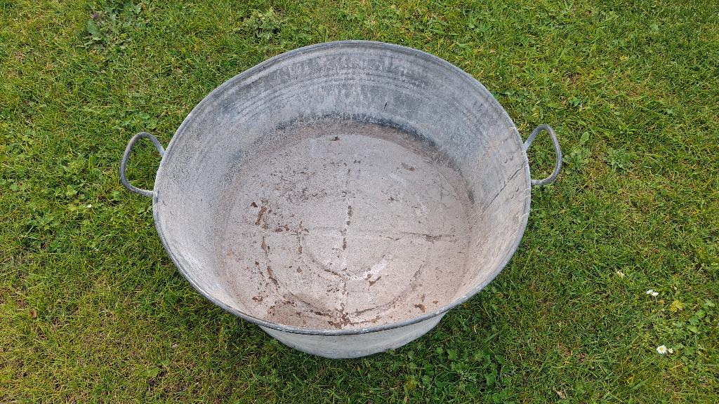 Grote zinken kuip voor bloemen plantenbak kruidenbak 60 x 30, Tuin en Terras, Ophalen, Gebruikt