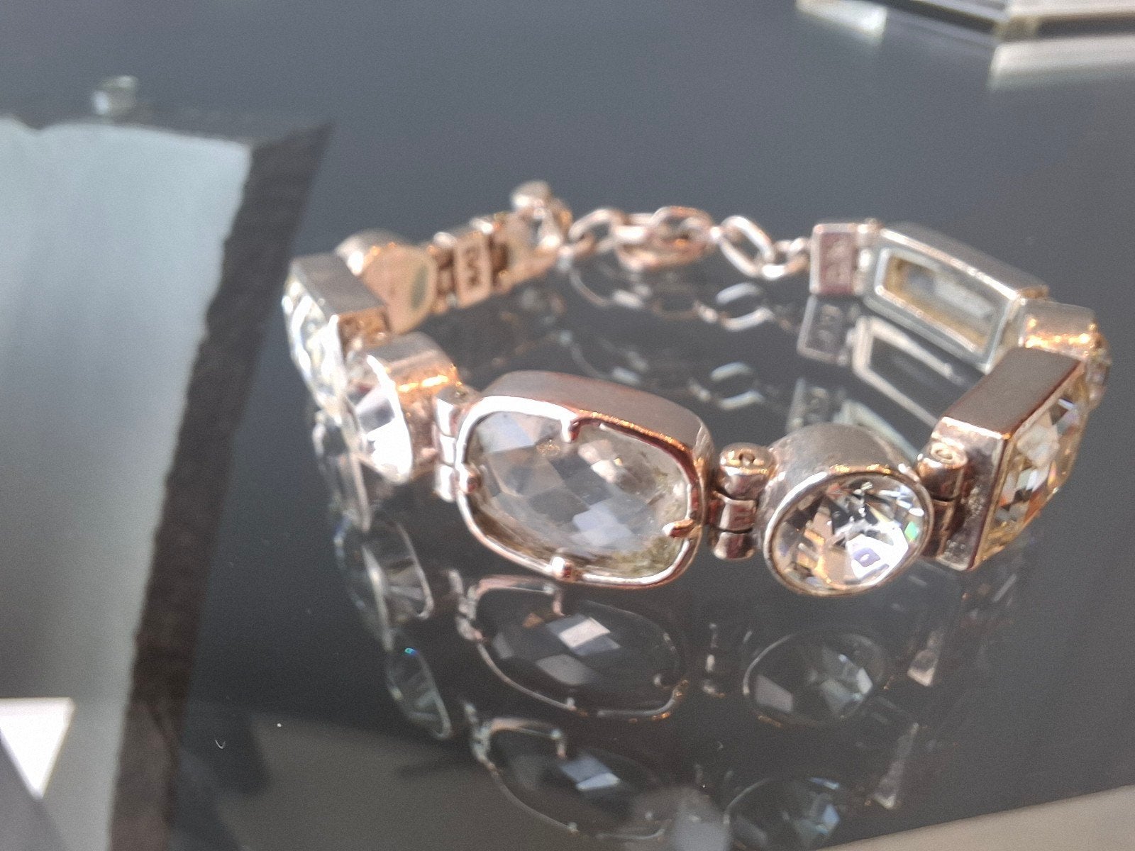 bracelet Dyrberg kern argenté gros strass, Gebruikt, Ophalen of Verzenden, Zilver, Zilver