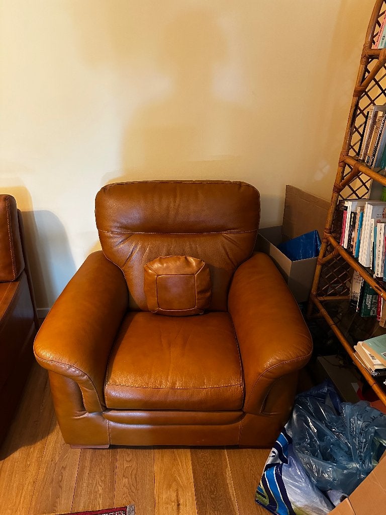 Fauteuils van echt leer om weg te geven, Ophalen, Gebruikt, Hout