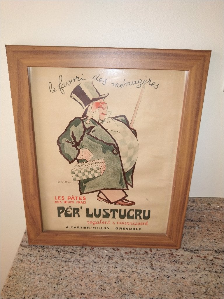 Publicité pâtes Père Lustucru 1930, Enlèvement ou Envoi, Comme neuf, Panneau publicitaire