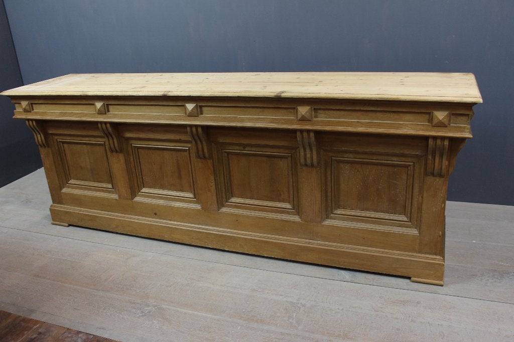 Winkeltoog Vintage houten toonbank 255 cm, Ophalen of Verzenden
