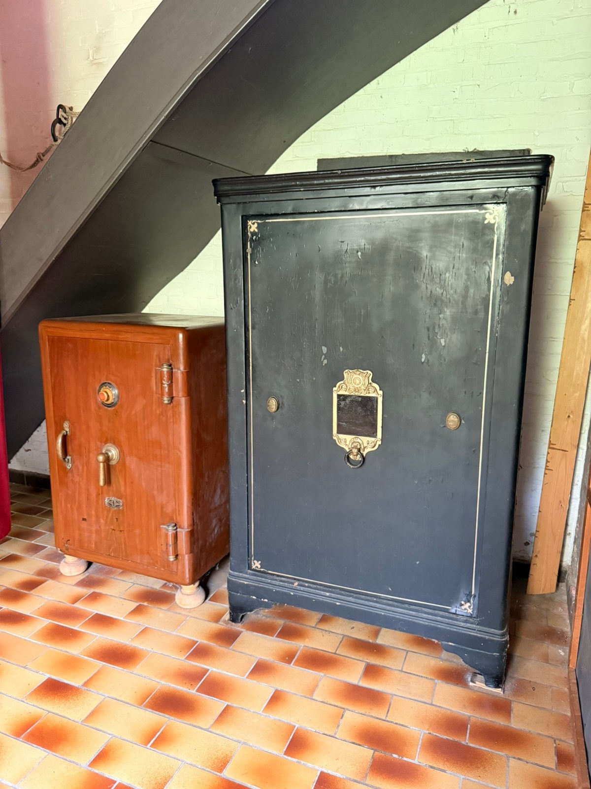 2x Antieke brandkasten met sleutel, Enlèvement, Utilisé, Coffre-fort