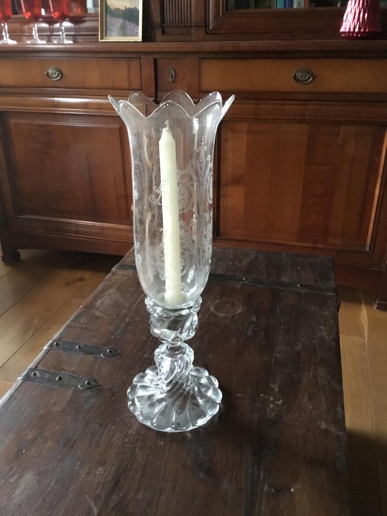Kandelaar in geslepen glas, Antiek en Kunst, Ophalen