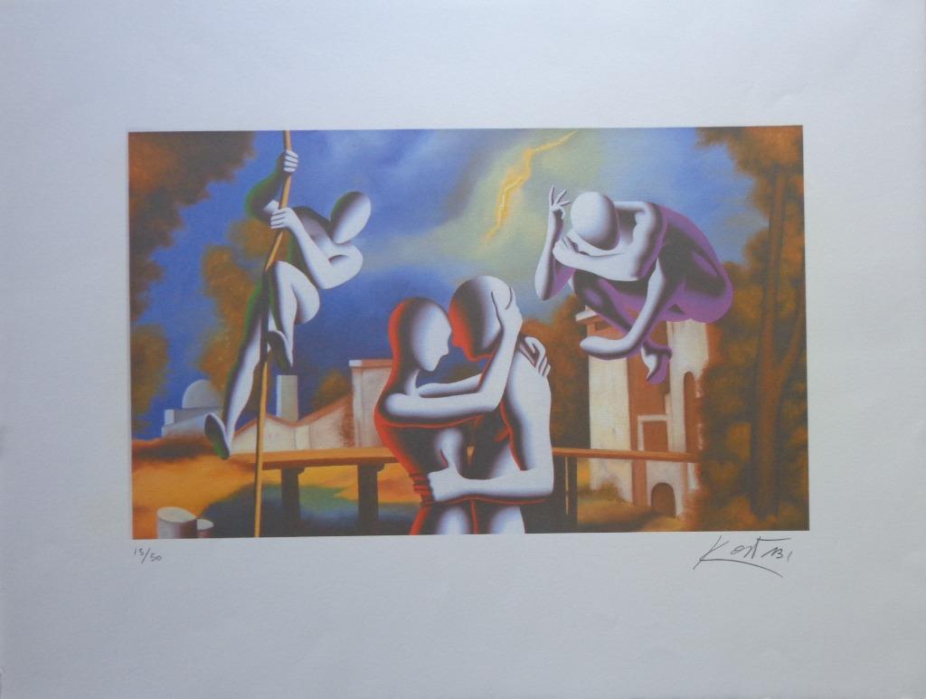 MARK KOSTABI / FIGURATIE / KLEURGICLEE / 50x66cm / SIG, Antiquités & Art, Art | Lithographies & Sérigraphies, Signé, Enlèvement ou Envoi