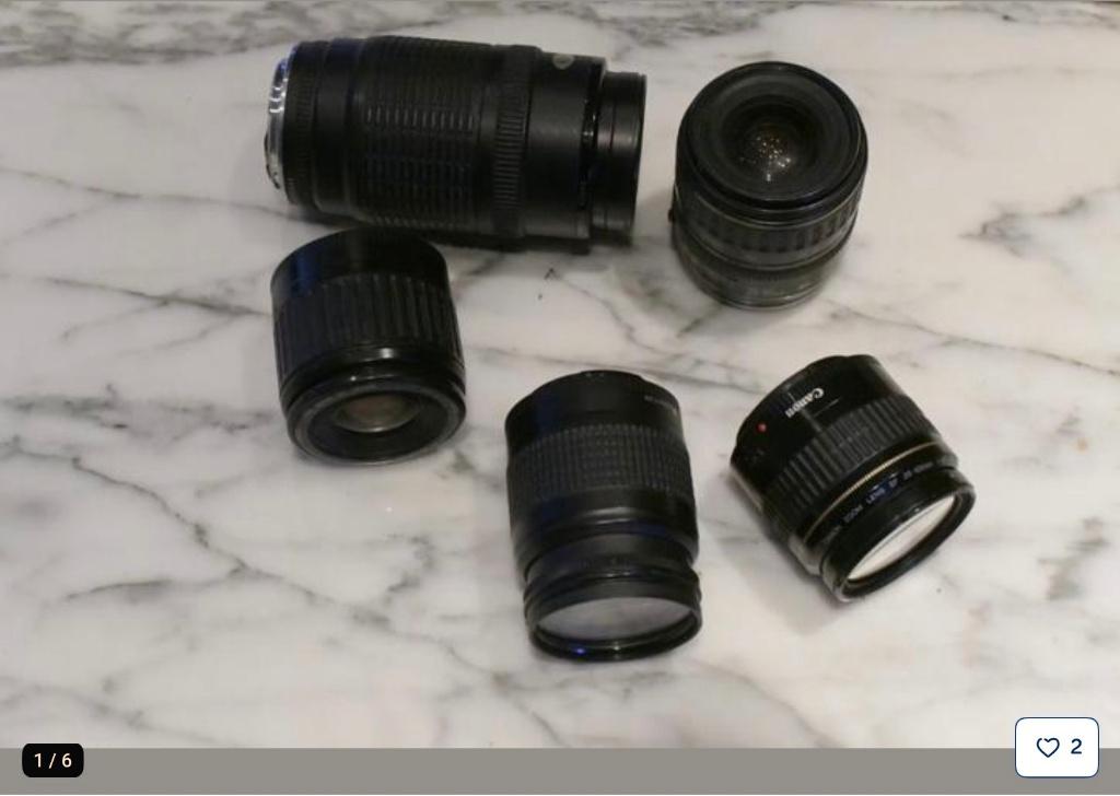 Objectif Canon EF 5 pièces, Enlèvement ou Envoi, 1980 à nos jours, Lentille ou Lentilles