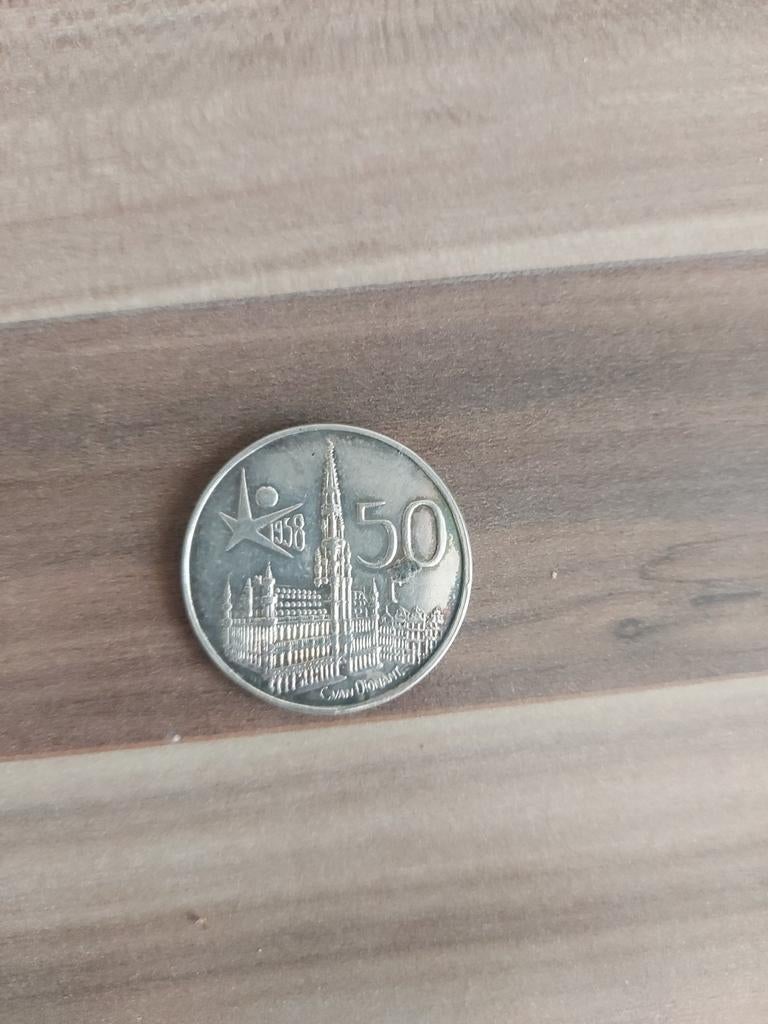 Belgische 50 Frank 1958 – Expo 58 – Zilver (835) – Koning Bo, Zilver, Ophalen of Verzenden, Losse munt, Zilver