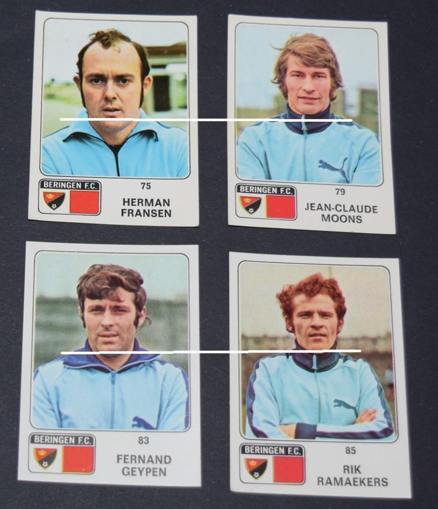 Panini Football 1973 - 74 / FC Beringen 4 stickers, Verzenden, Zo goed als nieuw, Poster, Plaatje of Sticker