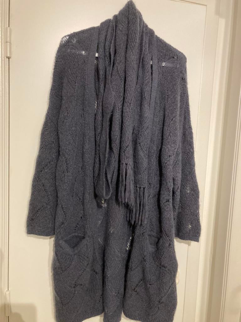 Gigue Gilet met bijpassende sjaal in jeansblauw, Ophalen, Blauw, Maat 42/44 (L), Zo goed als nieuw