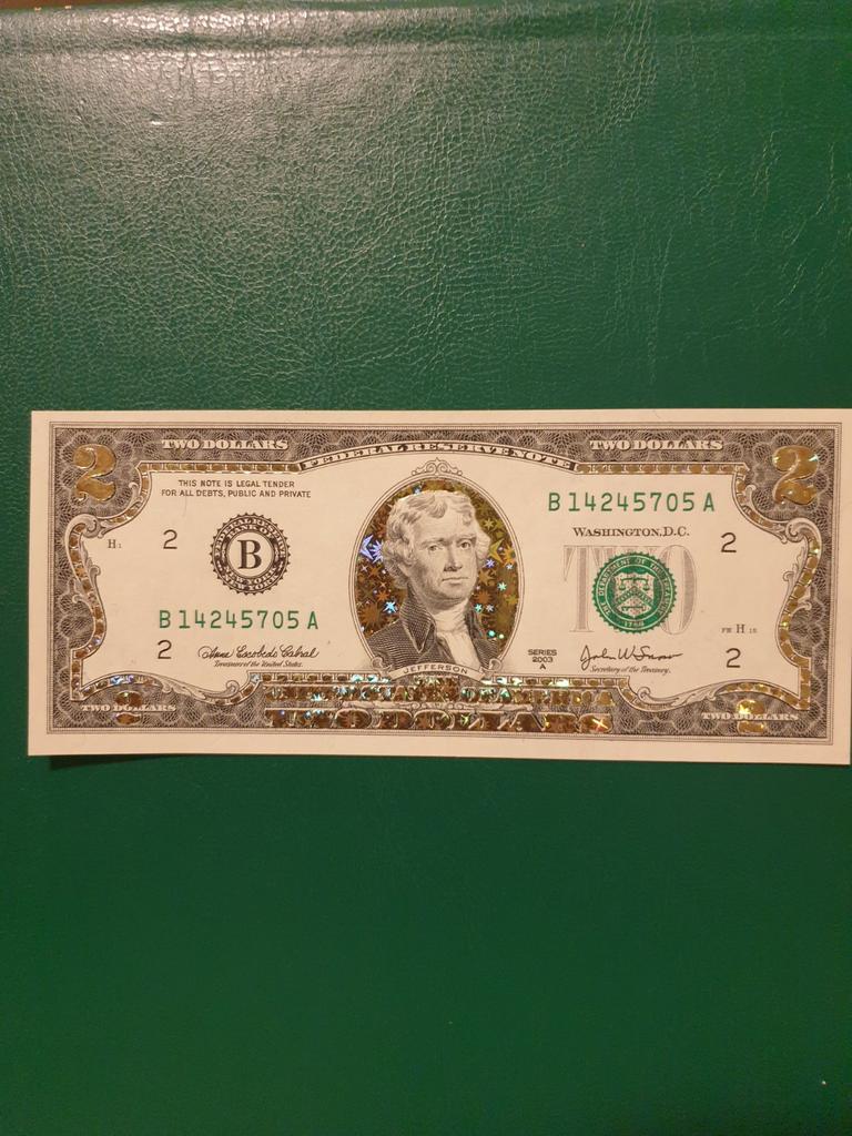 2 dollars USA 2003 année or rare, Enlèvement ou Envoi, Billets de banque
